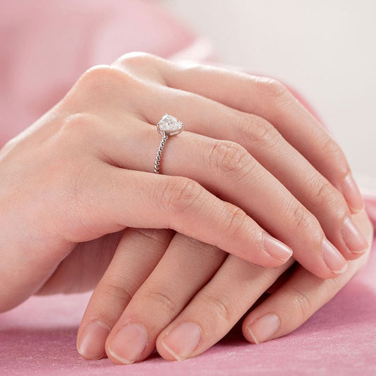 1 CT. Heart Cut Moissanite Diamond Solitaire Engagement Ring in Sterling Silver
