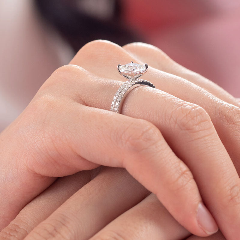 1 CT. Princess Cut Moissanite Diamond Bridal Set in Sterling Silver