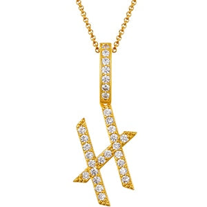 Collar con colgante inicial de moissanita en plata de ley bañada en oro