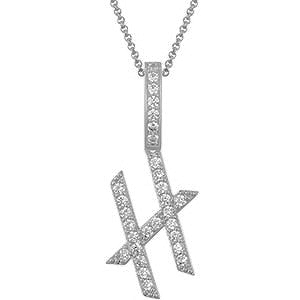 Collier avec pendentif initial en moissanite et argent sterling
