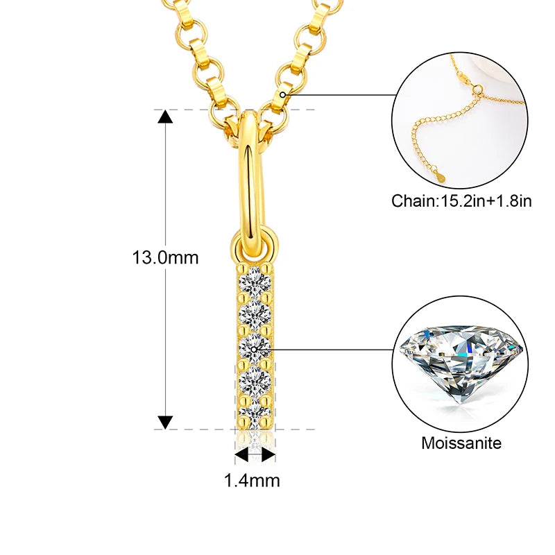 Tiny Moissanite Pavé Initial Pendant Necklace in Sterling Silver
