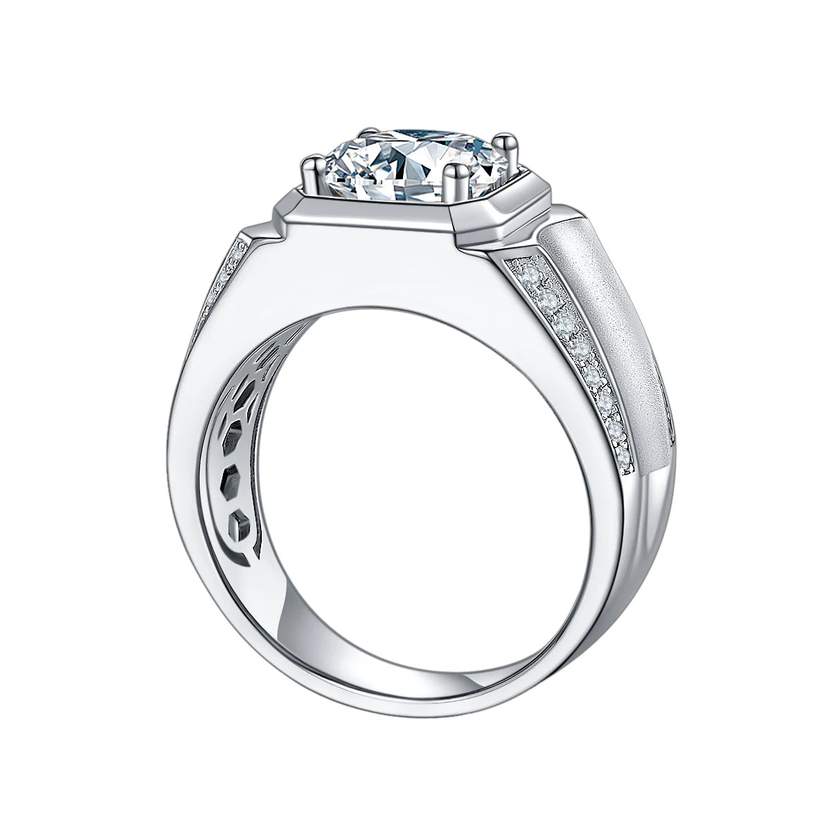 Anillo de plata esterlina con moissanita para hombre