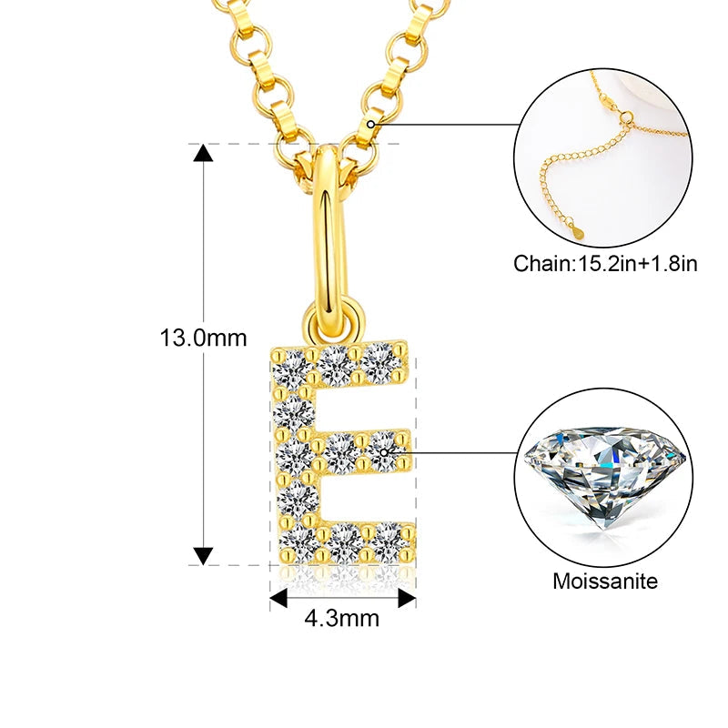 Tiny Moissanite Pavé Initial Pendant Necklace in Sterling Silver