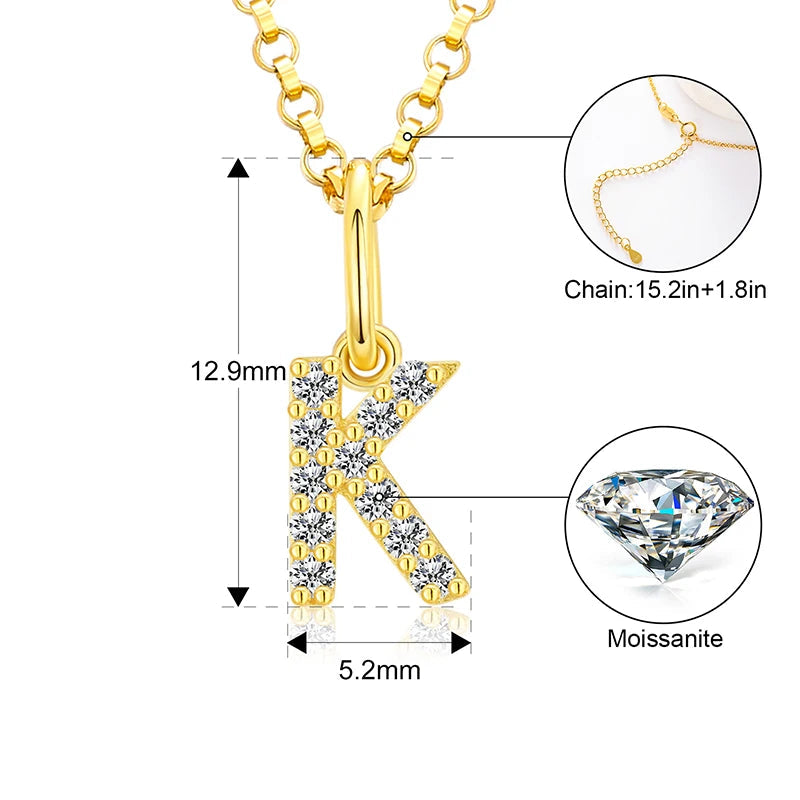 Tiny Moissanite Pavé Initial Pendant Necklace in Sterling Silver