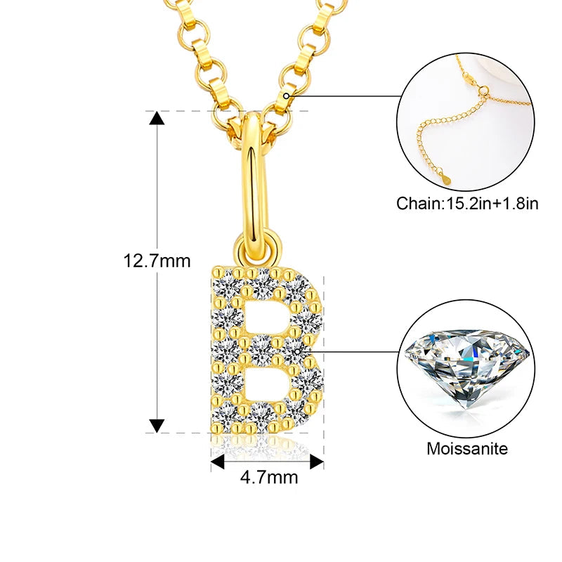 Tiny Moissanite Pavé Initial Pendant Necklace in Sterling Silver