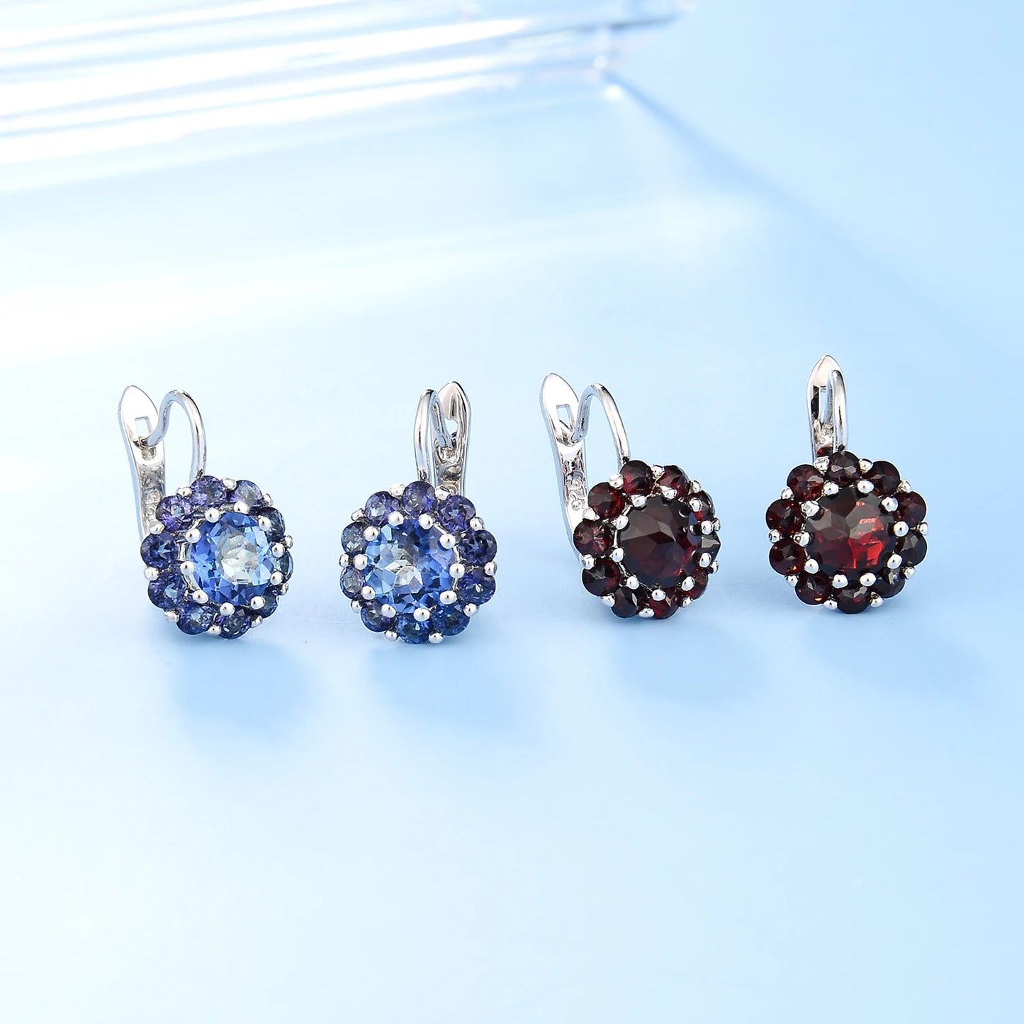 GRACE Gemstone Cluster Earrings Ring Set in Sterling Silver