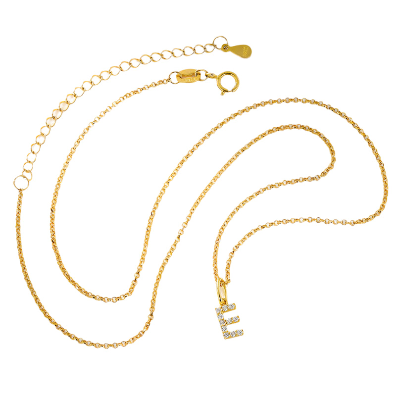 Tiny Moissanite Pavé Initial Pendant Necklace in Sterling Silver