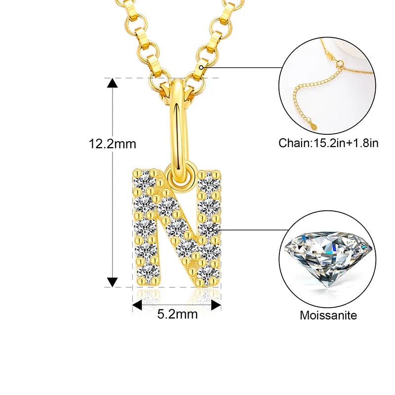 Tiny Moissanite Pavé Initial Pendant Necklace in Sterling Silver