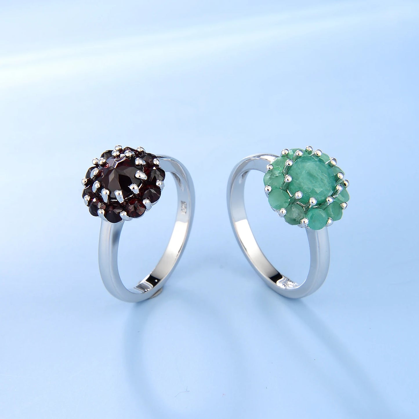 GRACE Gemstone Cluster Earrings Ring Set in Sterling Silver