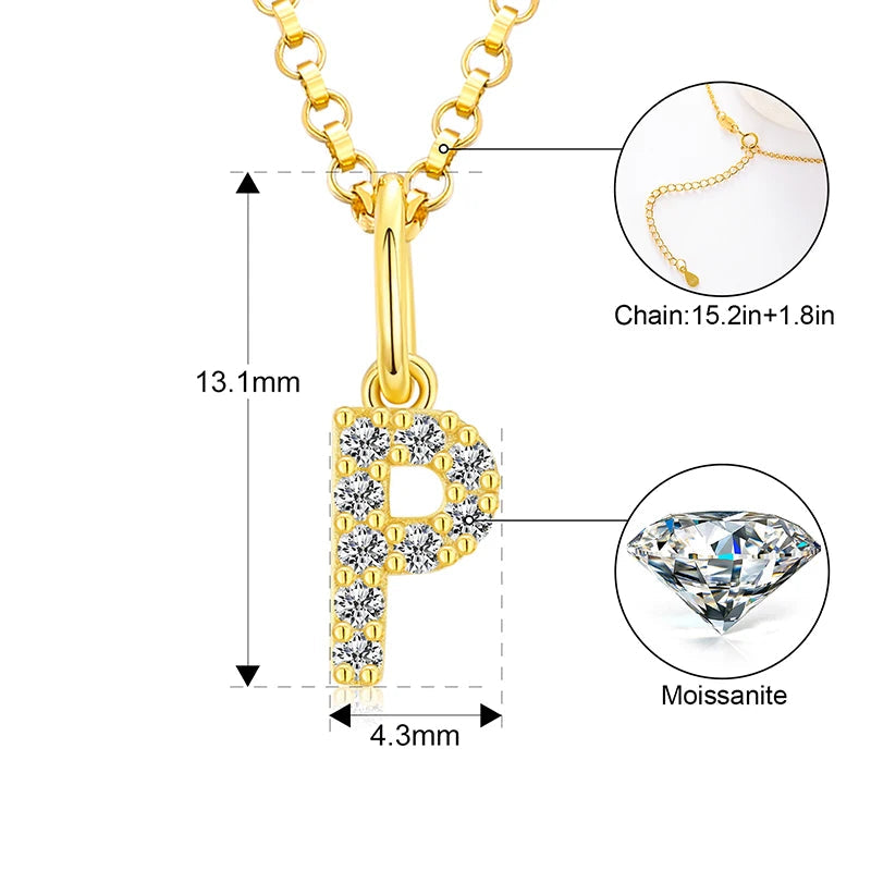Tiny Moissanite Pavé Initial Pendant Necklace in Sterling Silver