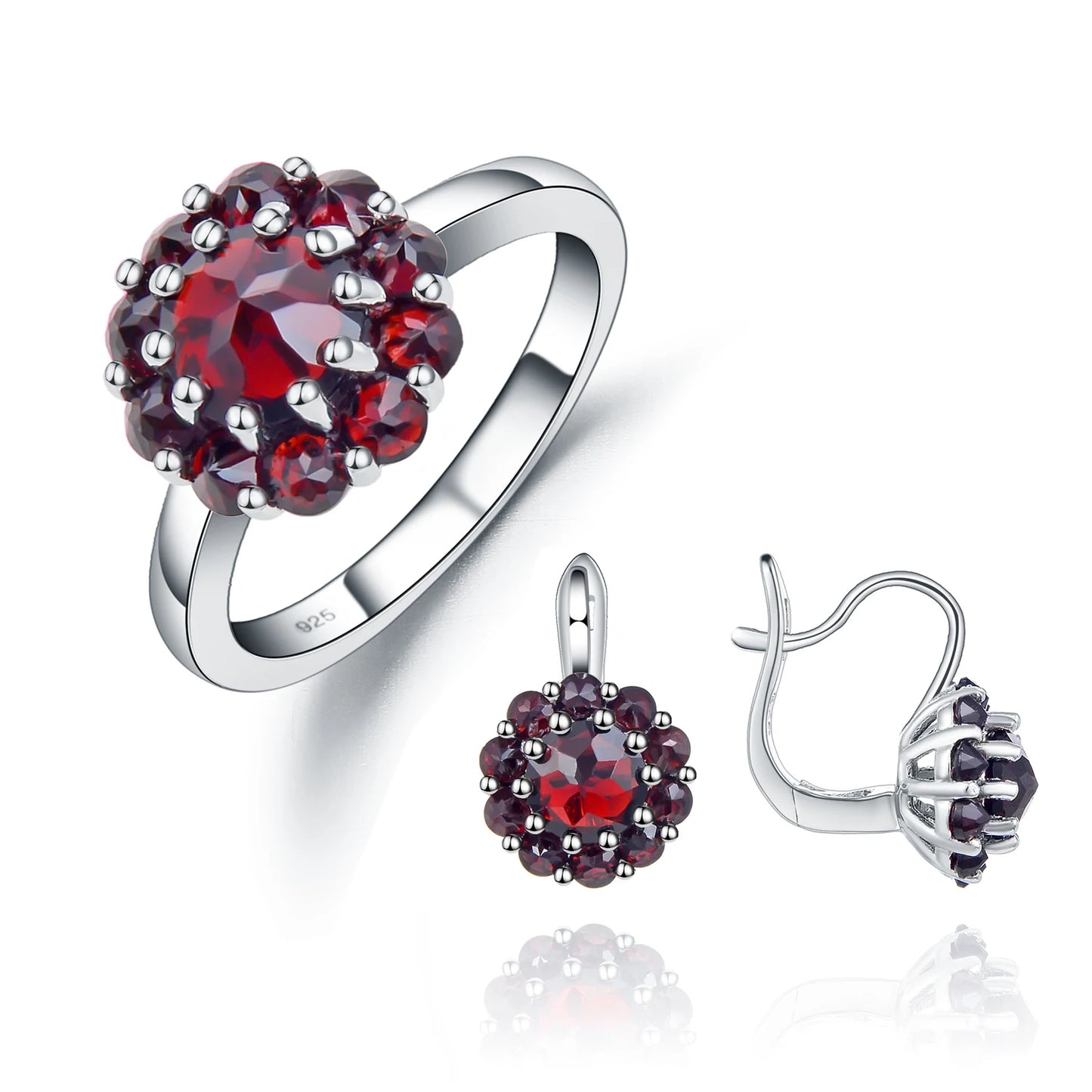 GRACE Gemstone Cluster Earrings Ring Set in Sterling Silver