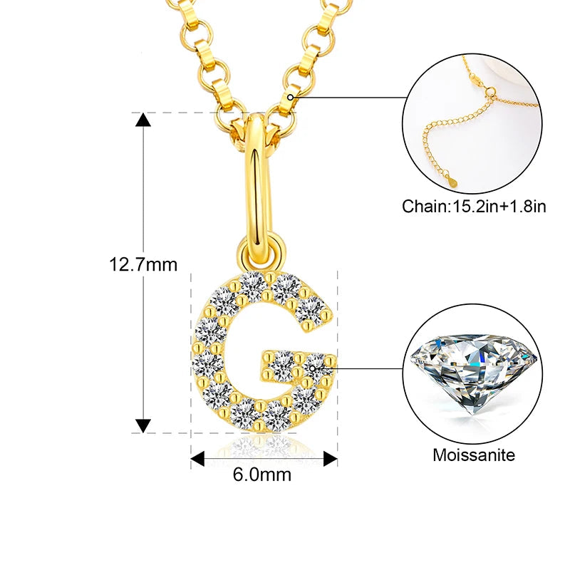Tiny Moissanite Pavé Initial Pendant Necklace in Sterling Silver