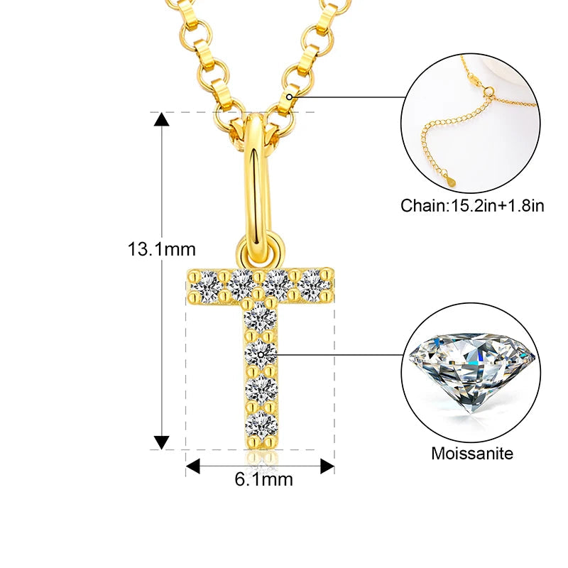 Tiny Moissanite Pavé Initial Pendant Necklace in Sterling Silver