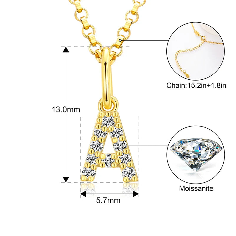 Tiny Moissanite Pavé Initial Pendant Necklace in Sterling Silver