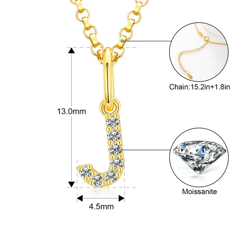 Tiny Moissanite Pavé Initial Pendant Necklace in Sterling Silver