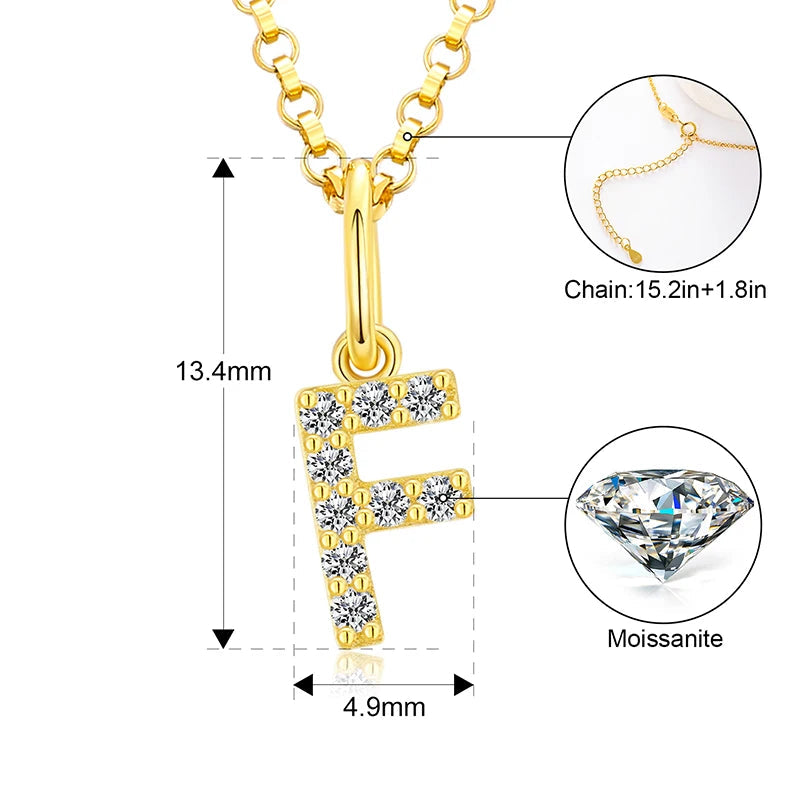 Tiny Moissanite Pavé Initial Pendant Necklace in Sterling Silver