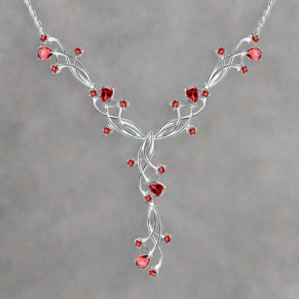 Collar nupcial floral con piedras preciosas GRACE en plata de ley