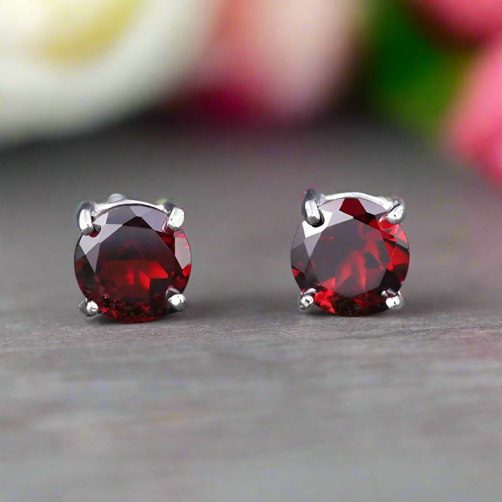 GRACE 1.28 CT. Round Gemstone Stud Earrings in Sterling Silver