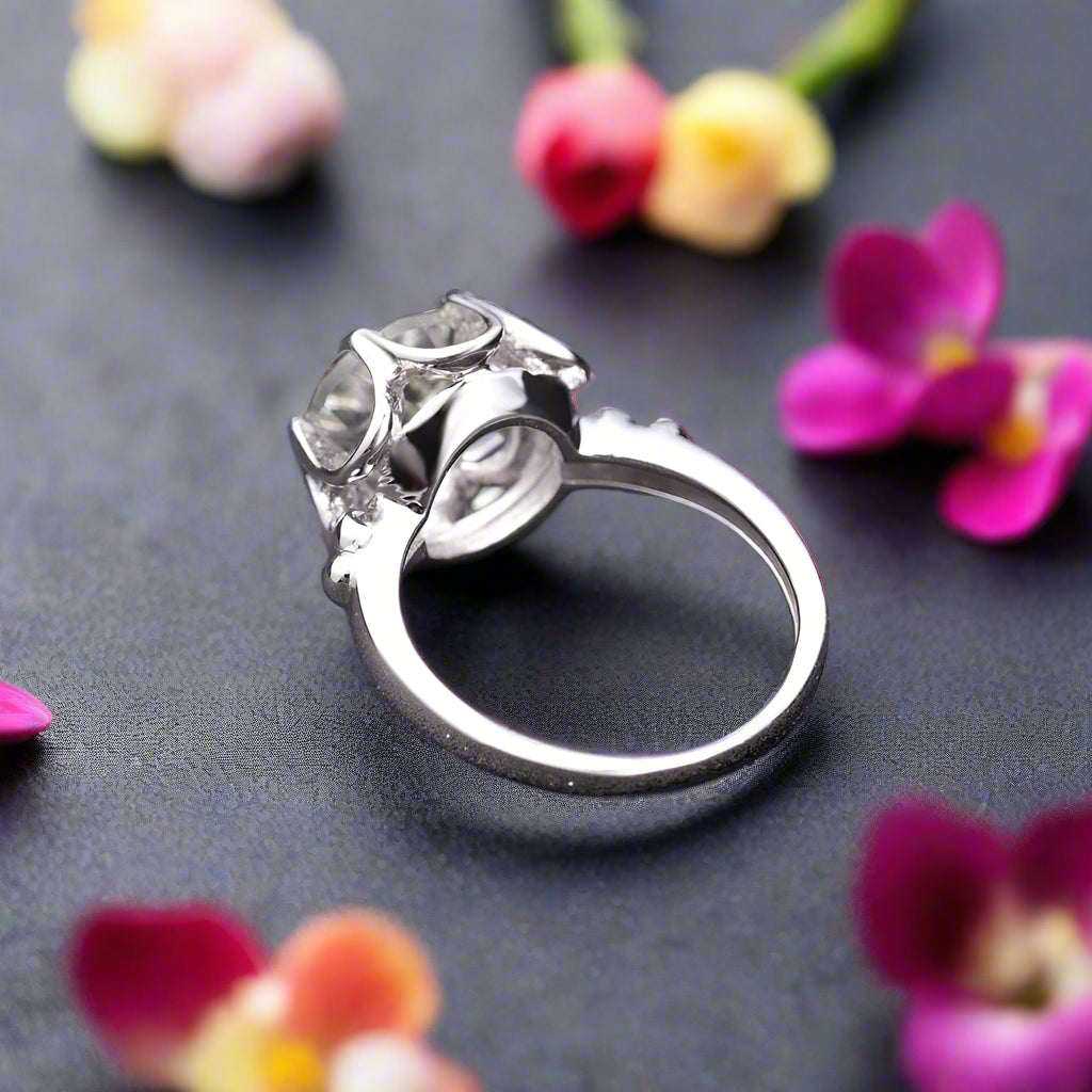 GRACE Gemstone Flower Ring in Sterling Silver