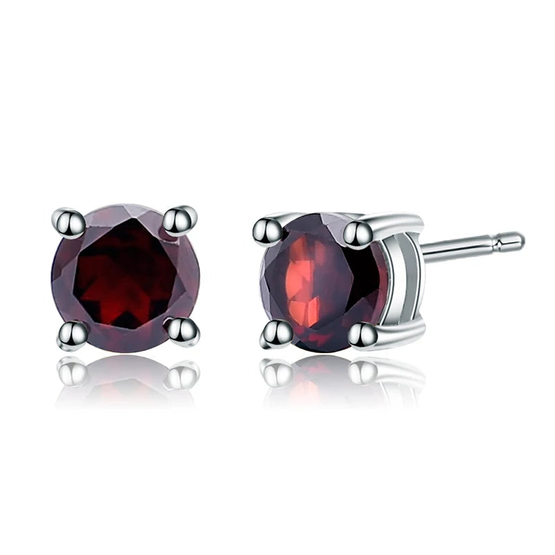GRACE 1.28 CT. Round Gemstone Stud Earrings in Sterling Silver