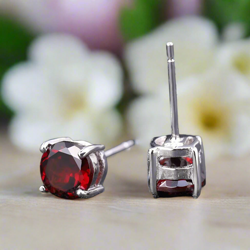 GRACE 1.28 CT. Round Gemstone Stud Earrings in Sterling Silver