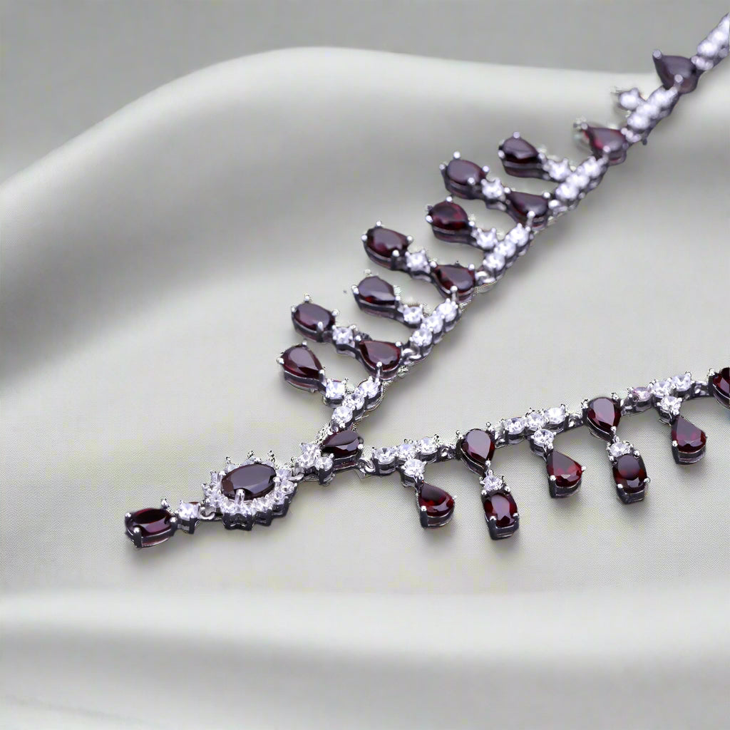 GRACE Bridal Gemstone Necklace in Sterling Silver