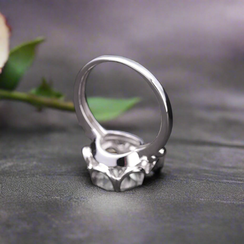 GRACE Gemstone Flower Ring in Sterling Silver