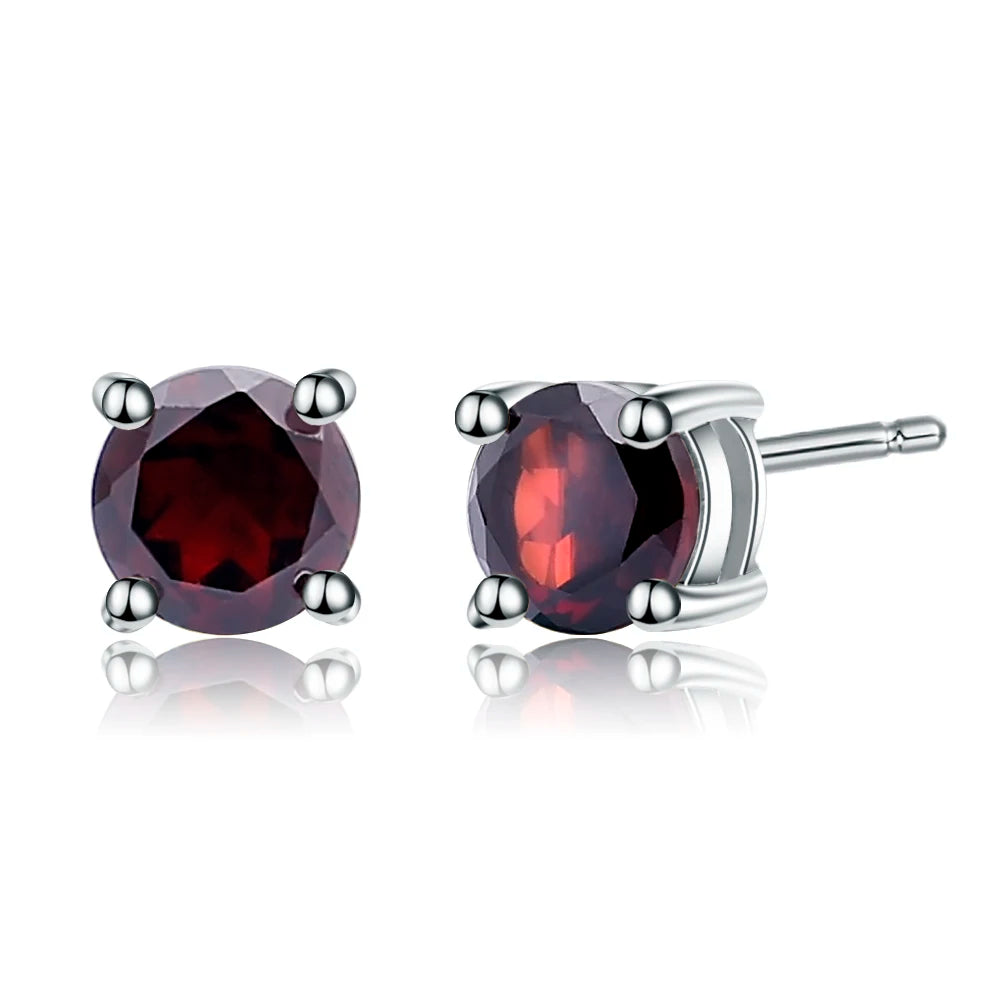 GRACE 1.28 CT. Round Gemstone Stud Earrings in Sterling Silver
