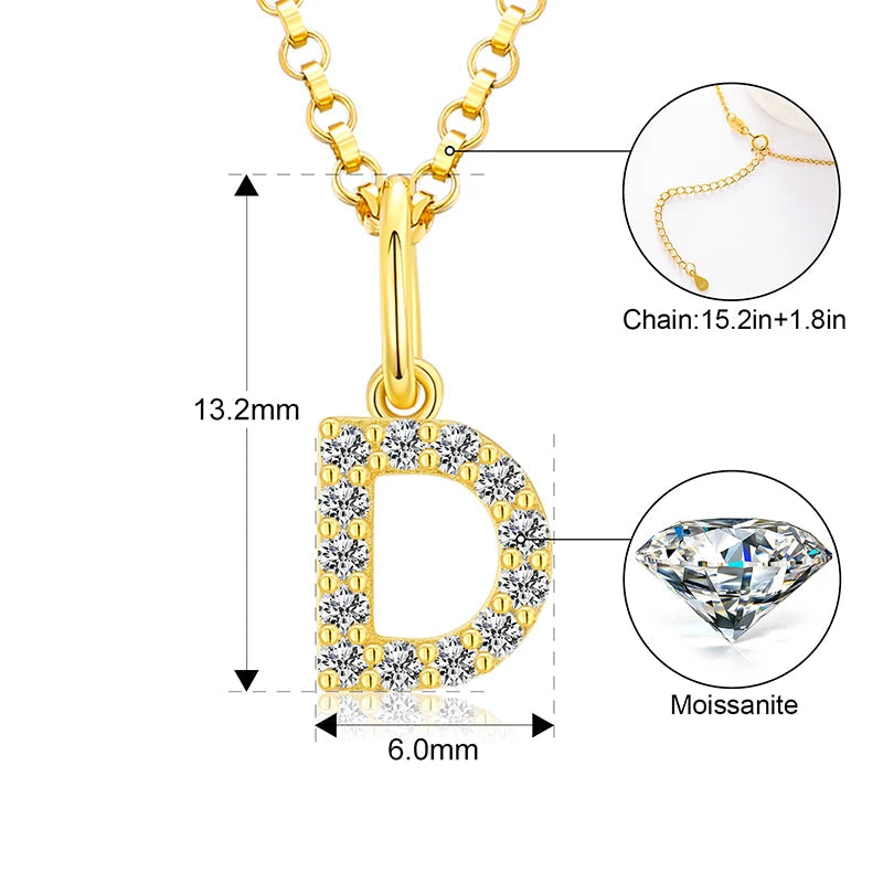 Tiny Moissanite Pavé Initial Pendant Necklace in Sterling Silver