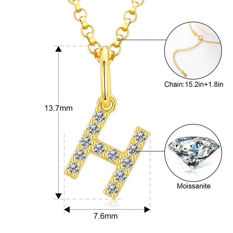 Tiny Moissanite Pavé Initial Pendant Necklace in Sterling Silver