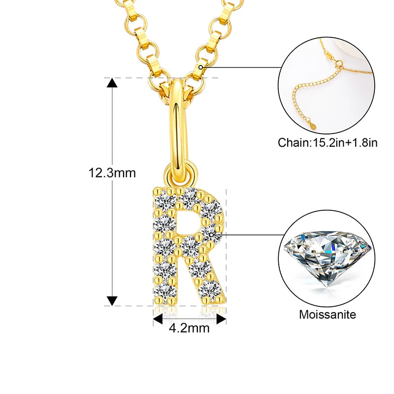 Tiny Moissanite Pavé Initial Pendant Necklace in Sterling Silver