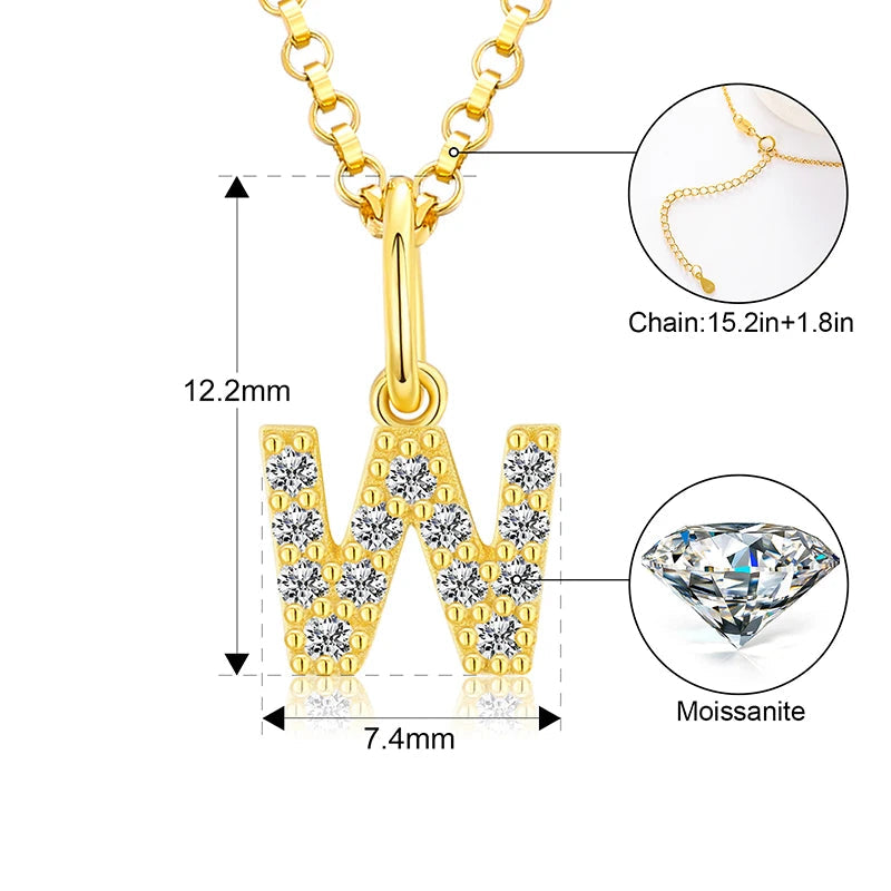 Tiny Moissanite Pavé Initial Pendant Necklace in Sterling Silver