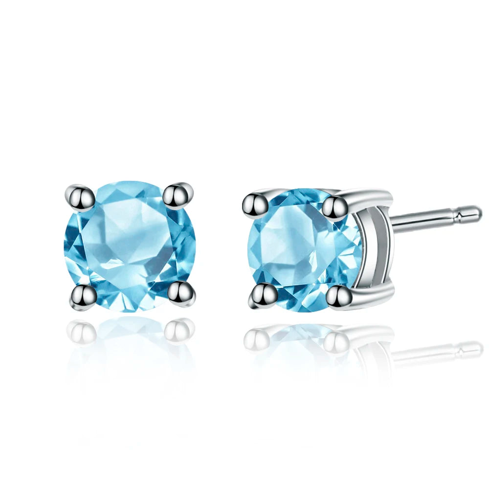 GRACE 1.28 CT. Round Gemstone Stud Earrings in Sterling Silver
