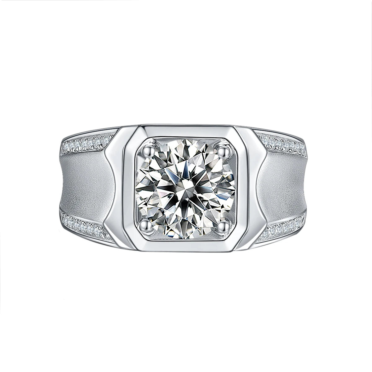 Anillo de plata esterlina con moissanita para hombre