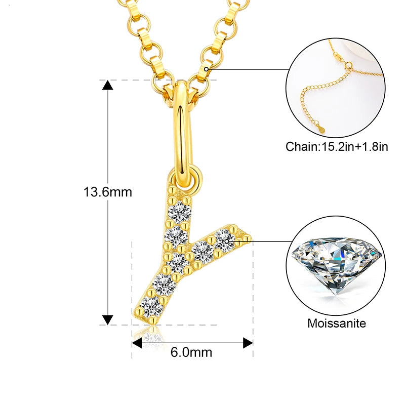 Tiny Moissanite Pavé Initial Pendant Necklace in Sterling Silver