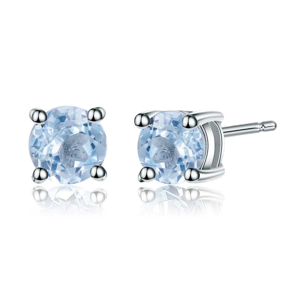 GRACE 1.28 CT. Round Gemstone Stud Earrings in Sterling Silver