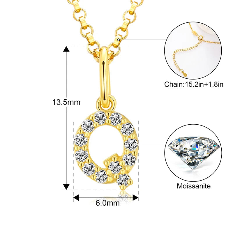Tiny Moissanite Pavé Initial Pendant Necklace in Sterling Silver