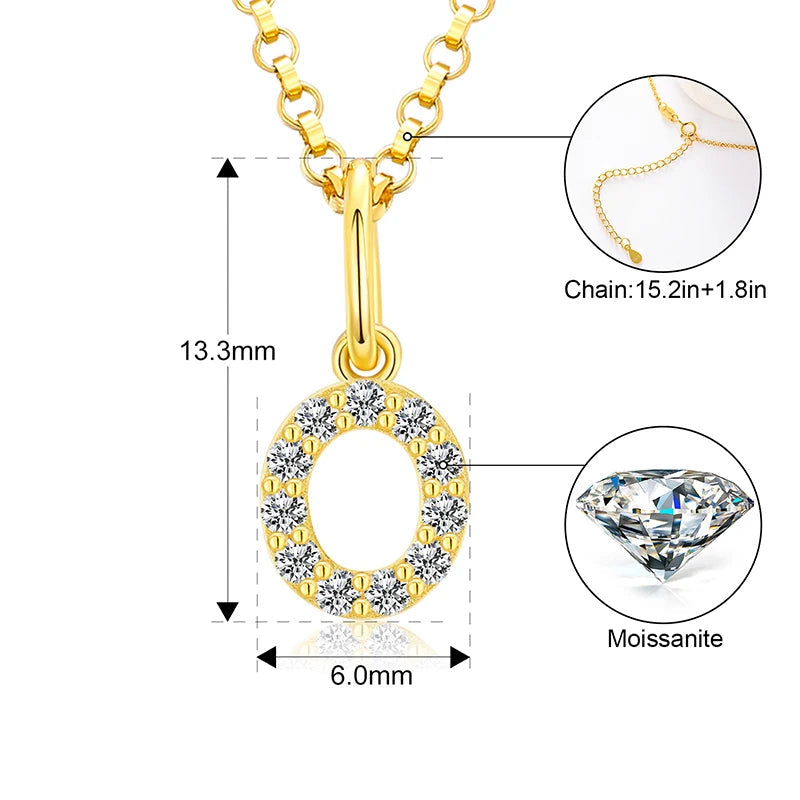 Tiny Moissanite Pavé Initial Pendant Necklace in Sterling Silver