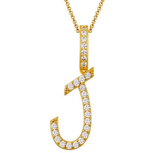 Collar con colgante inicial de moissanita en plata de ley bañada en oro