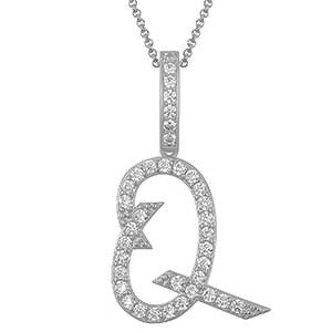 Collier avec pendentif initial en moissanite et argent sterling