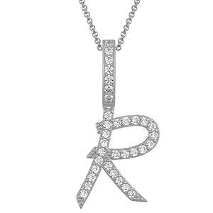 Collier avec pendentif initial en moissanite et argent sterling
