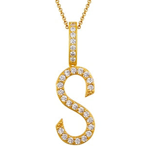 Collar con colgante inicial de moissanita en plata de ley bañada en oro