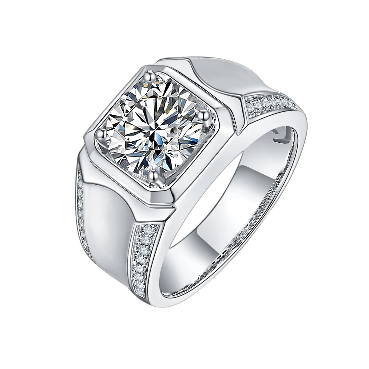 Anillo de plata esterlina con moissanita para hombre