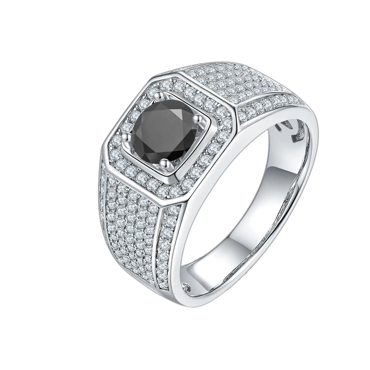 Anillo de plata esterlina con pavé de moissanita para hombre
