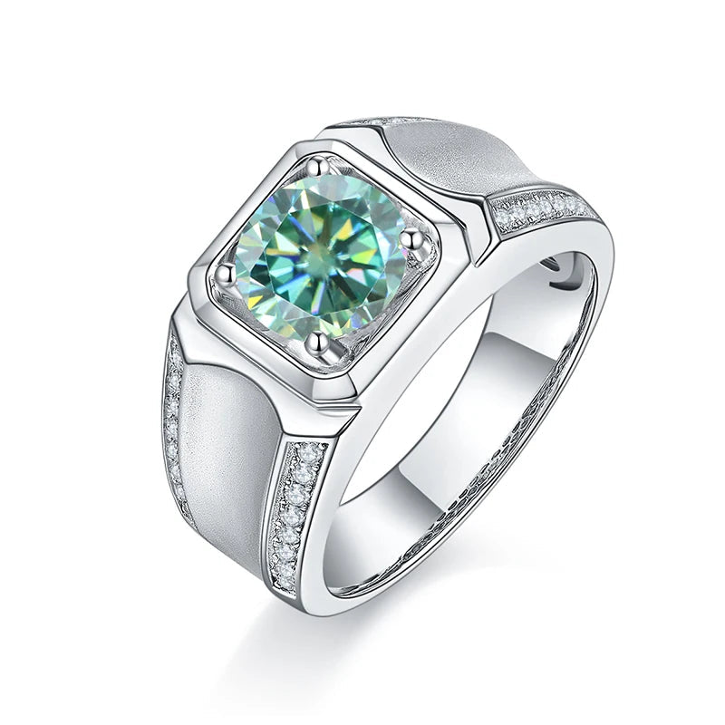 Anillo de plata esterlina con moissanita para hombre