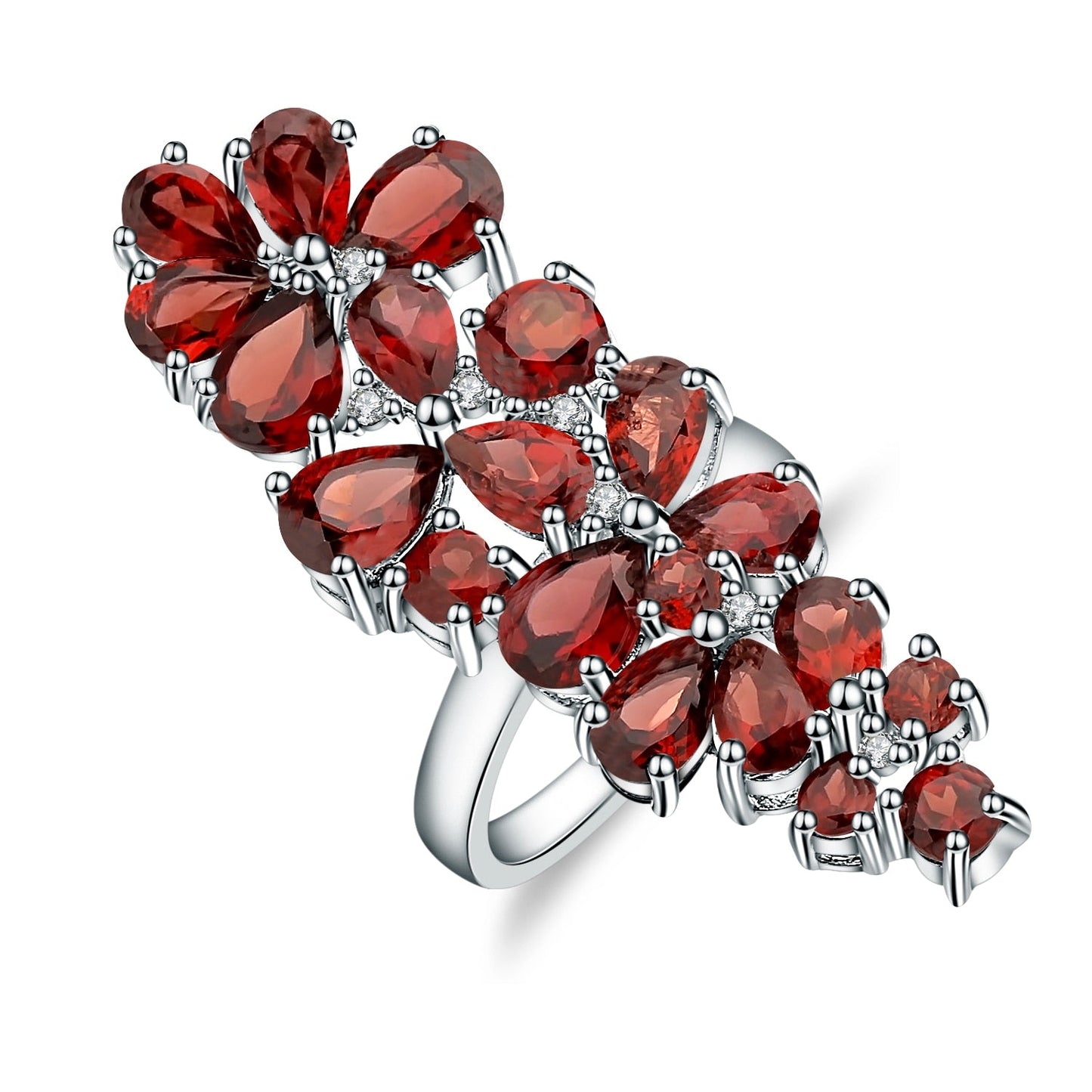 GRACE Gemstone Cluster Cocktail Ring in Sterling Silver