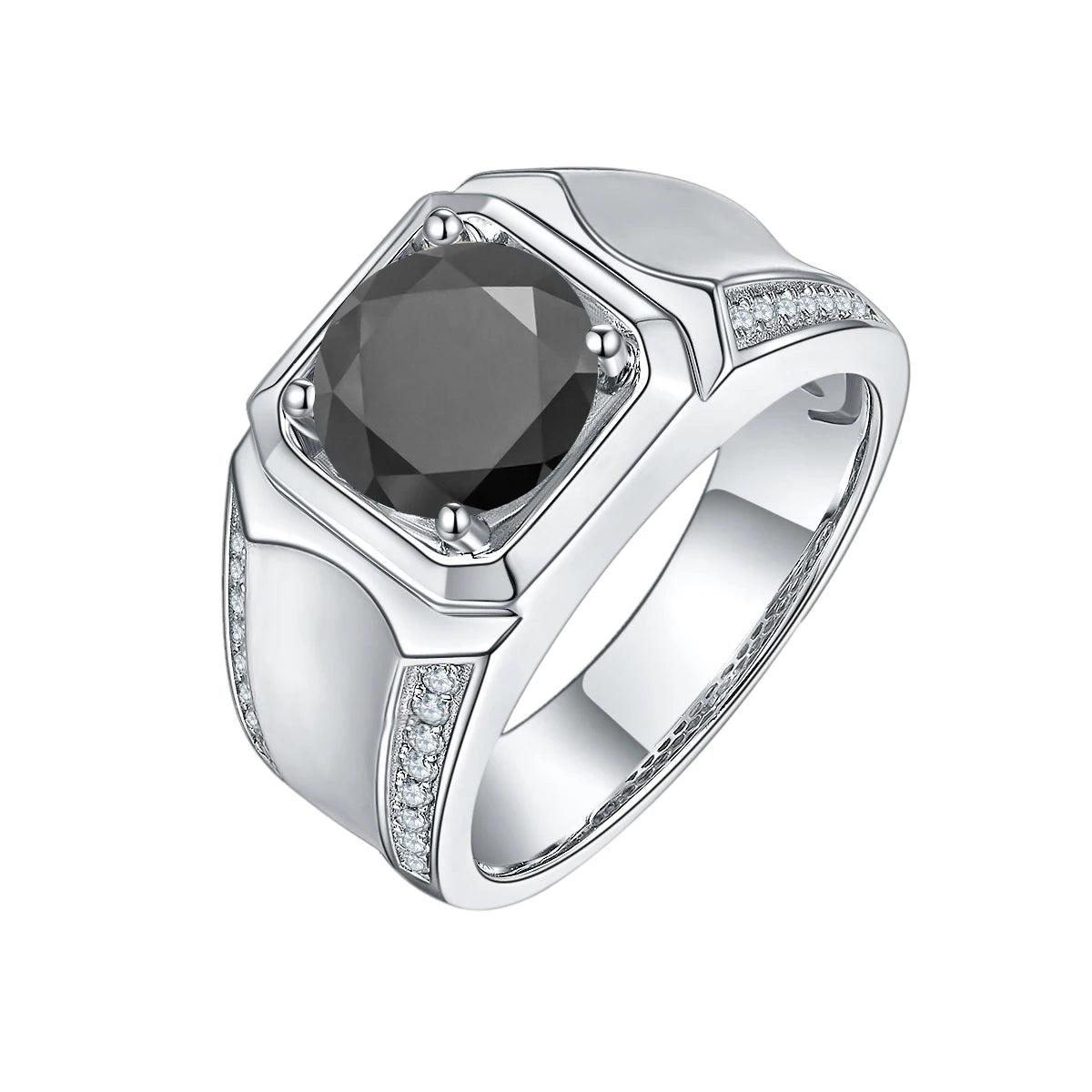 Anillo de plata esterlina con moissanita para hombre