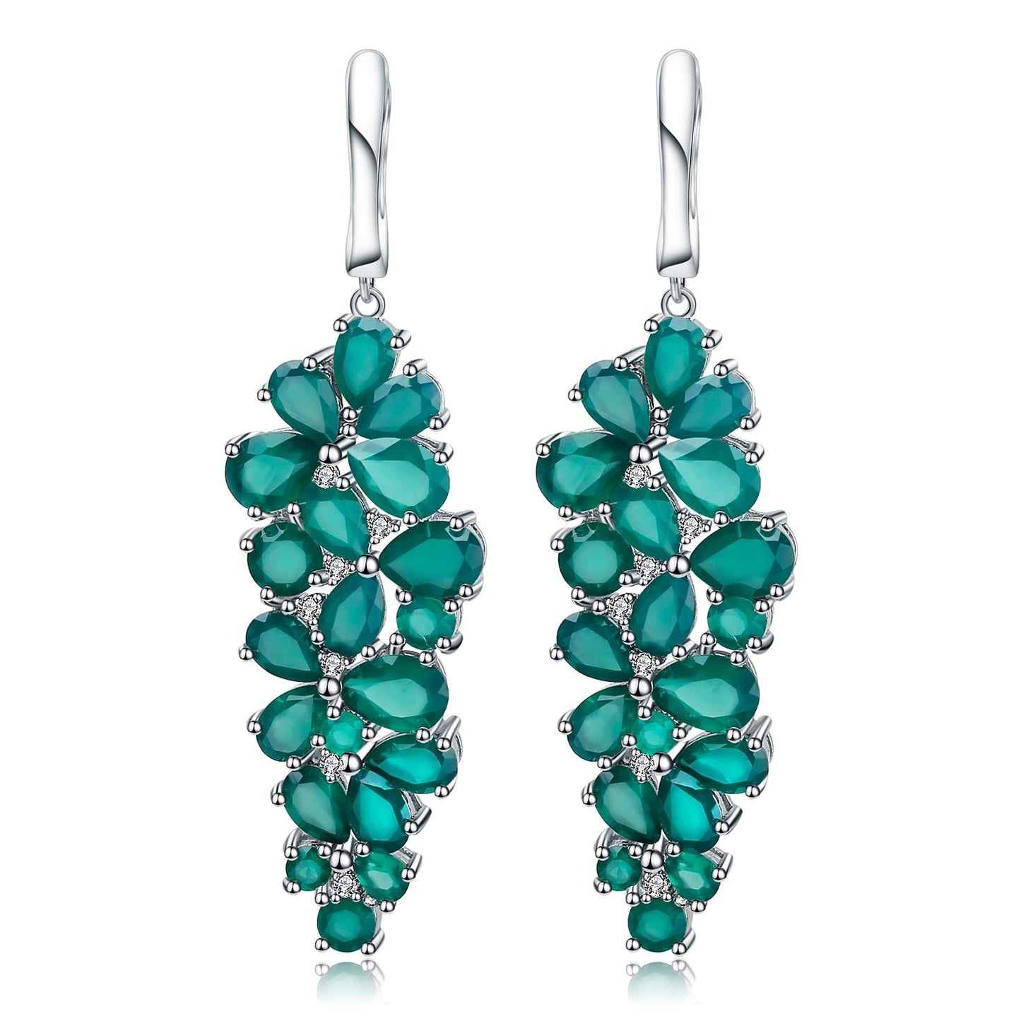 Pendientes colgantes con piedras preciosas GRACE en plata de ley
