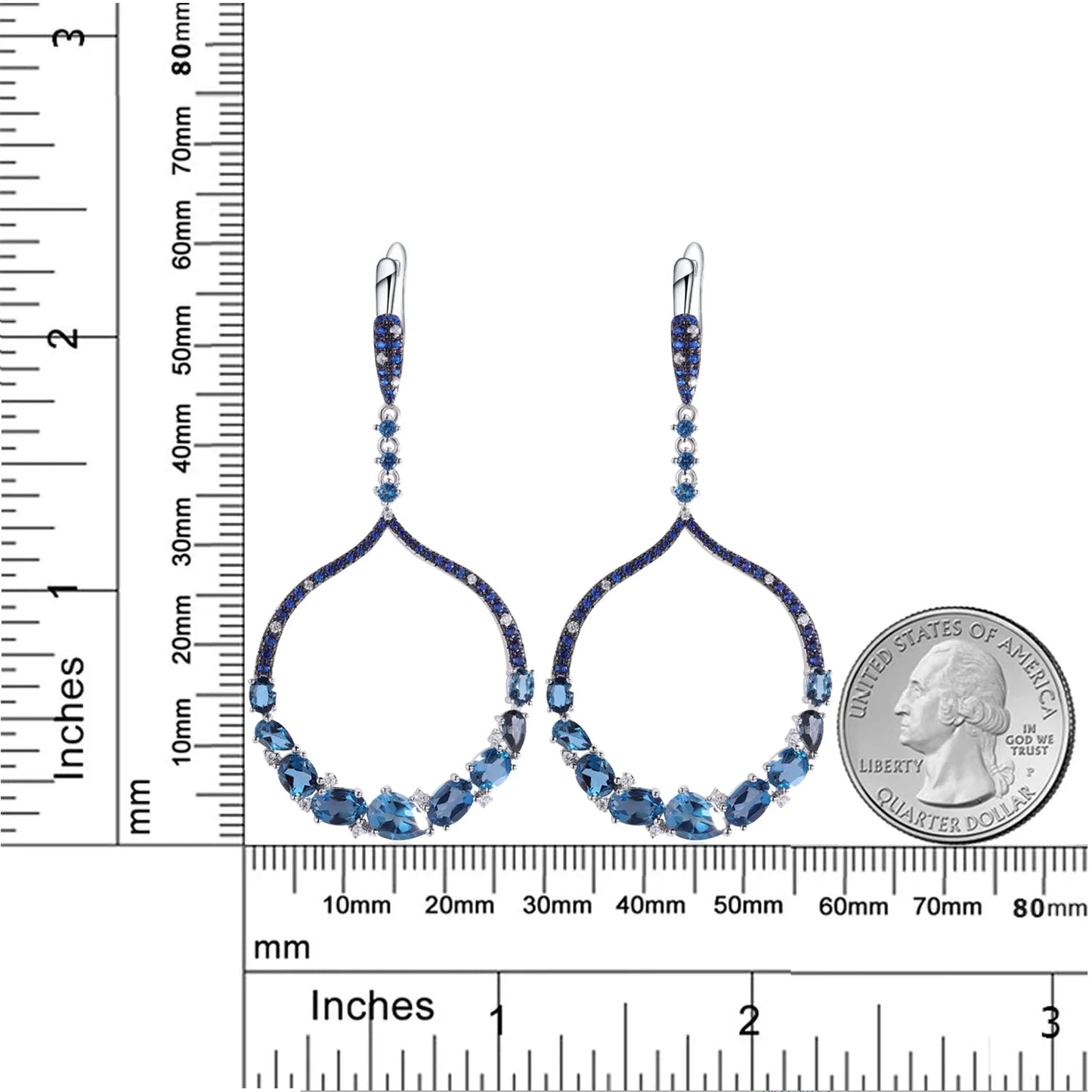 GRACE Gemstone Circle Drop Earrings in Sterling Silver