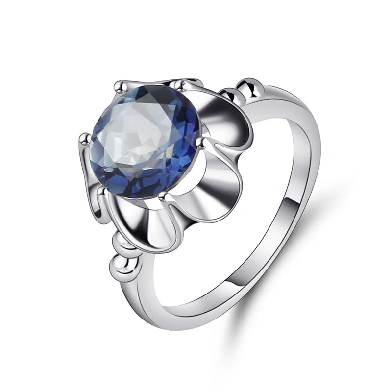 GRACE Gemstone Flower Ring in Sterling Silver